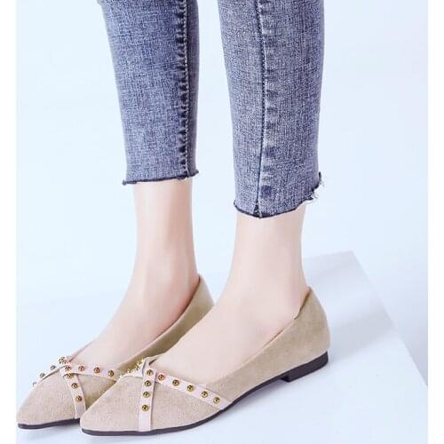 New Womens Flat Casual Shoes Selling Office Fashion Pattern Designer Style Pointed Toe Womens Spring Solid Casual Shoes W33-30