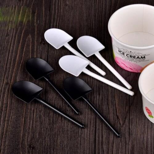 Disposable Potted Pure Black White Ice Cream Scoop Shovel Small Potted Flower Pot Shovel LX2039