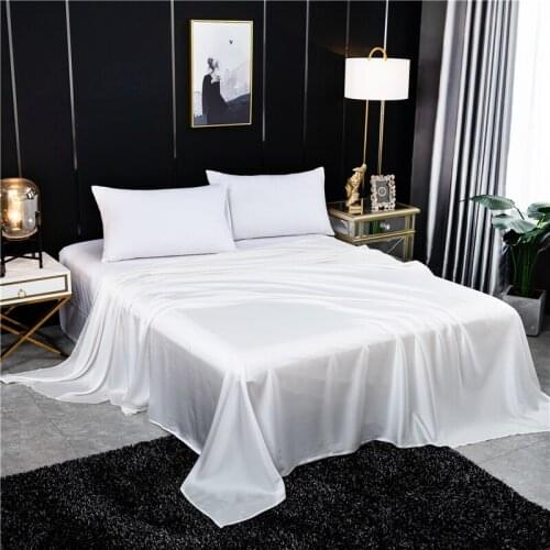 J Solid Color Flat Sheet Silk Bed Sheet King Queen Luxury Natural Silk Super Soft Comfortable Bedsheets