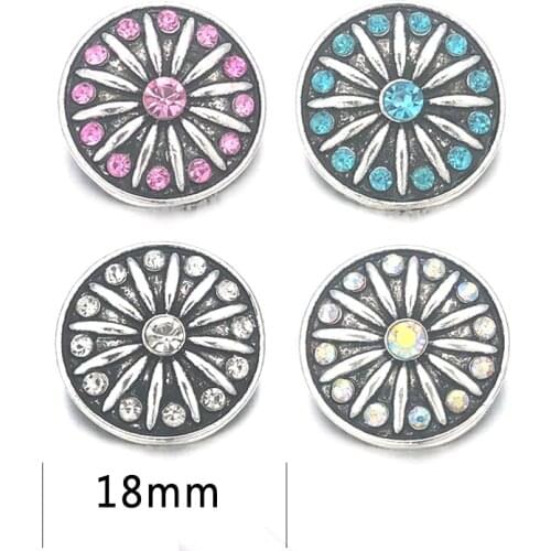 Wholesale 065 Crystal 3D 18mm 20mm Metal Snap Button For Bracelet Necklace Interchangeable Jewelry Women Accessorie Findings