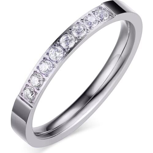 Wholesale ladies cubic zirconia stainless steel jewelry couple engagement wedding rings for women