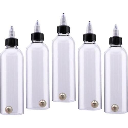 5x 30/50/60/120/250ml Tattoo Airbrush Ink Dispensing Boston Bottles Plastic