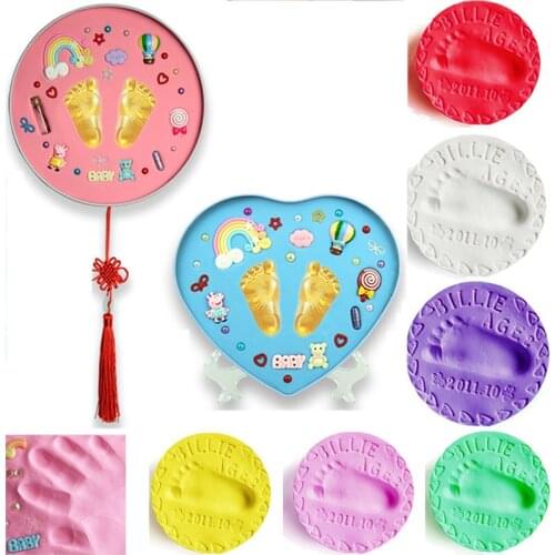 Newborn Gift Baby Boy Girl Footprint DIY Air Drying Soft Clay Infant Hand Foot Imprint Kit Casting Paw Print Pad Newborn Present