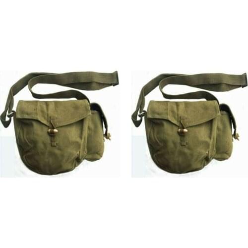 2pcs Vietnam War genuine ORIGINA SURPLUS MILITARY COLLECTION Chinese Rig Discal Drum Magazine Pouch 1943