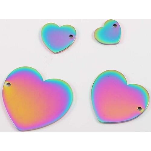 Stainless Steel Rainbow Hearts Charms High Polished Blank Stamp DIY Charms Cute Bracelet Charm For Jewelry Making 20pcs/lot
