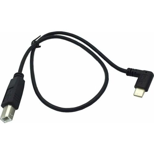 Right elbow type-c 90 degree to USB standard type B data cable 0.5m from mobile phone to HUB hard disk printer
