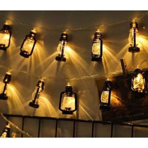 Ramadan Retro kerosene LED string light LED Eid Mubarak Ramadan Decorative String Lights Muslim Islam Party Supplies