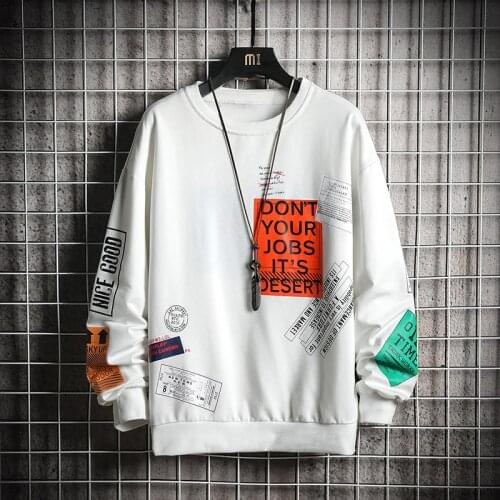 New Teens Sweatshirts Men Fashion Print Harajuku Pullover Hoodie Hip Hop Streetwear O-Neck Men Loose Pullovers