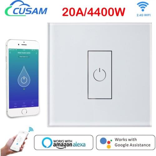 Tuya Smart Switch WiFi 20A High Power Circuit Breaker for Lighting Boiler Water Heater A/C Works with Alexa Google Home Siri