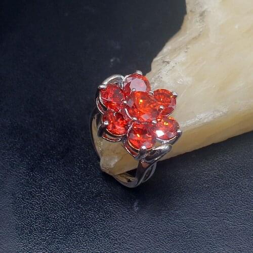 Gemstonefactory Jewelry Big Promotion Single Unique 925 Silver Gushing Natural Red Garnet Women Men Gifts Rings 6.5# 20212819