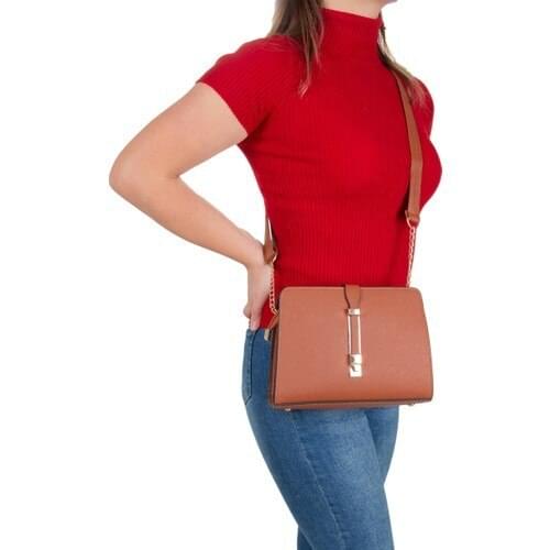 Women bag tan shoulder bag Semi Chain Detail Mini Shoulder Bag Tetrabasic