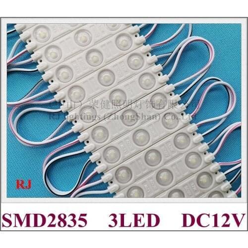 2019 new injection super LED module light DC12V 60mm*13mm*4mm SMD 2835 3 LED 1.2W 140lm aluminum PCB with wide angle lens IP65