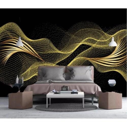 Papel pared 3d Golden leaf line 3d mural wallpapaer Living room bedroom photo print wallpaper wall papers home decor