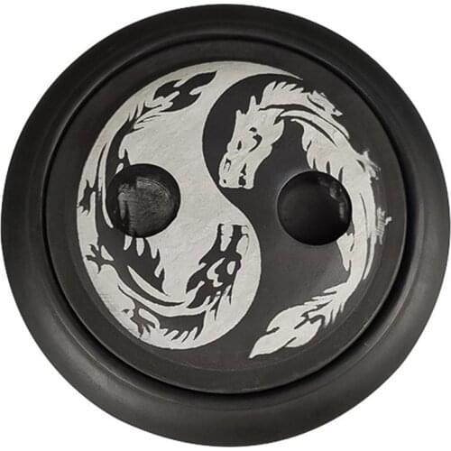 4 Inch Tai Chi Round Inkstone With Lid Student Ink Grinding Stone Dragon Pattern Design Ink Plate With Cover Calligraphy Inkwell