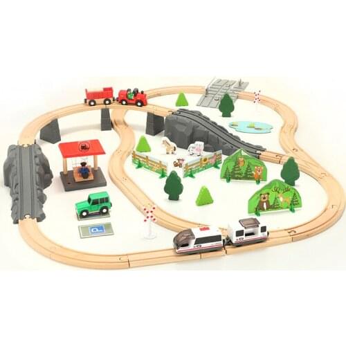 Childrens electric train track set building blocks track magnetic car toy boy track educational toys compatible with BRIO cars