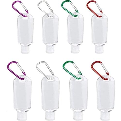 100sets 50ml Travel Plastic Clear Keychain Vial Leakproof Empty Squeeze Container with Flip Cap for Cosmetics Refillable Bottle