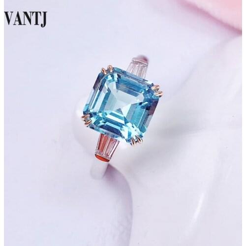 VANTJ Real Natural Topaz Ring 14K Gold Au585 Fine Jewel Women and Lady Wedding Engagment Party Gift Box