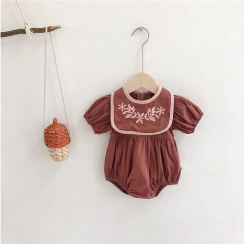 0-24M newborn baby girls romper summer embroidery short sleeve infant kids jumpsuit for girls overalls children pajamas outfits