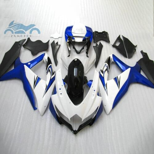 Custom Fairing kits for SUZUKI GSXR 600 750 2008-2010 K8 motorcycle full fairings kit GSXR750 R600 08 09 10 white blue bodywork