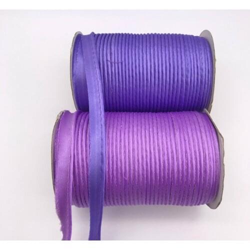 Free Shipping---Polyester satin Bias Piping, Bias tape with cord, DIY bias binding Tape, size: 13mm,25yds green ,rose color
