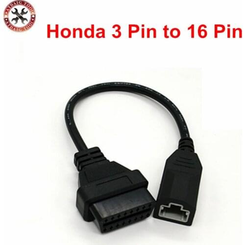 Hot sell OBD 2 Cable For Honda 3pin OBD1 Adapter OBD2 OBDII for Honda 3 pin to 16 pin Connector free ship