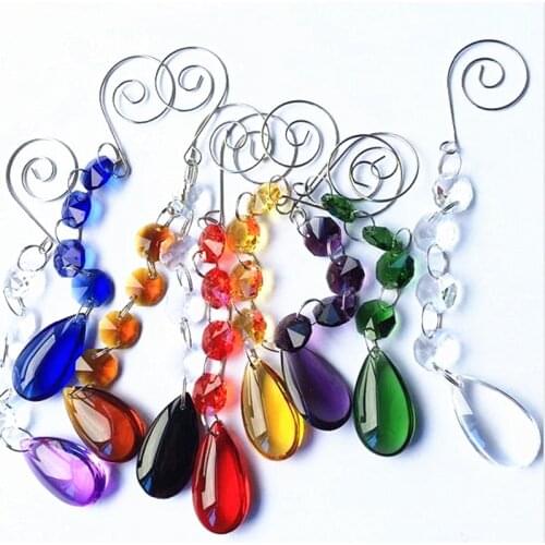 Best price 10pcs mixcolor Crystal glass Beads Strands With Glass Water Drop For chandeliers parts Christmas Tree hang pendant