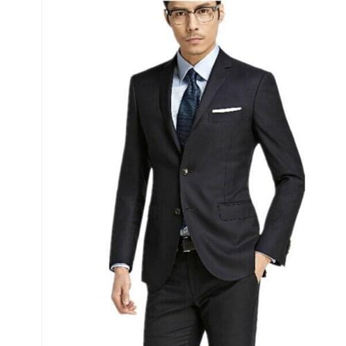 Fashion High Quality Black Wedding Suits New 2 Pieces Bride Groom Tuxedos Terno Two Buttons Peaked Lapel Jacket Mens Suit