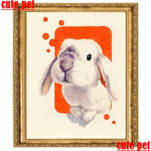 Mosaic Diamond Painting Cross Stitch Rabbit animal DIY Full Square round Diamond 5d Diamond Embroidery No Frame Decoration Gift
