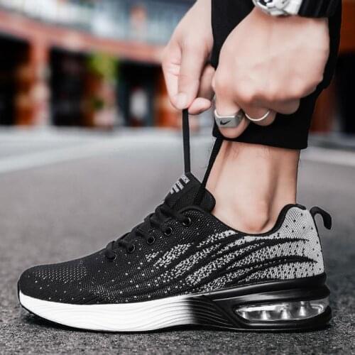 Plus Size Summer Breathable Sports Shoes for Men Sneakers for Sports Shoes Sport Mens Running Trainers Black Gray Fitness B-798