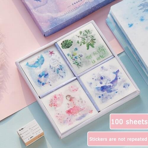 Pocket Stickers Set Cute Cartoon Pocket Small Fresh Retro Style Anime Kawaii Character Ins Stickers Decoration Small Pattern