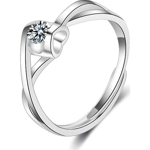 925 Sterling Silver New Trendy AAA White Zircon Elegant Heart Shaped Wedding Rings Glamour Jewelry For Women S-R20