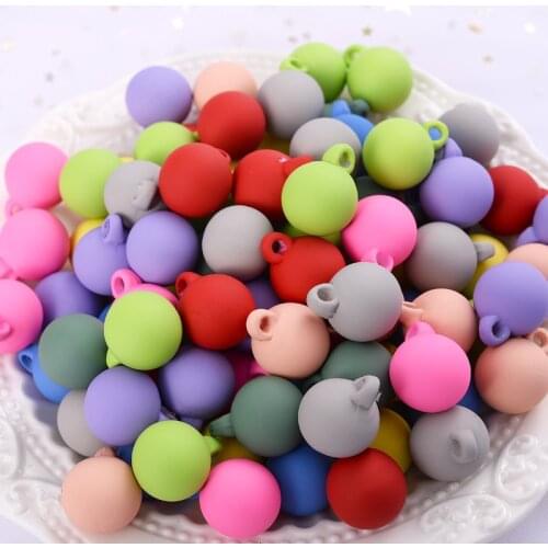 New 16mm 10Pcs/Lot 9 Color Acrylic Small Pendant Round Spherical Shape Charms Pendants For Jewelry Making DIY Accessories