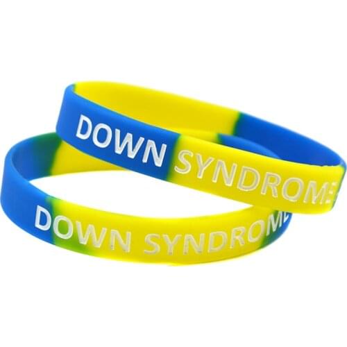 OBH 50PCS Down Syndrome Awareness Silicone Rubber Bracelet Segmented Color