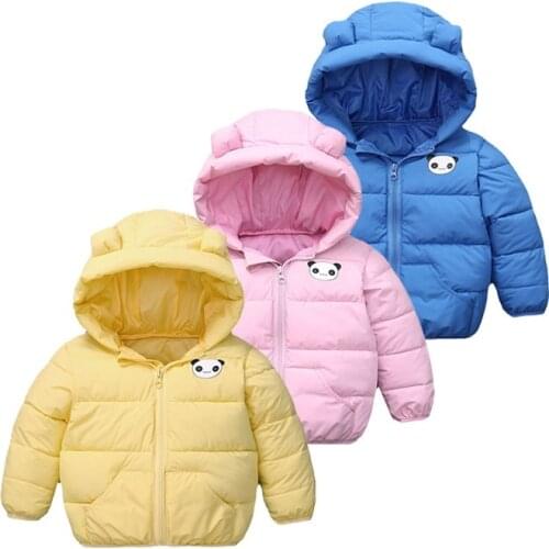 Autumn And Winter 2021 Children Coat New Cartoon Rayon Down Cotton Padded Jacket For Boys And Girls Solid Kids Clothes 2-8 Years