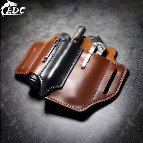 Hand made First layer cowhide EDC waist holster multi-function portable storage leather goods tool storage Multi-color optional