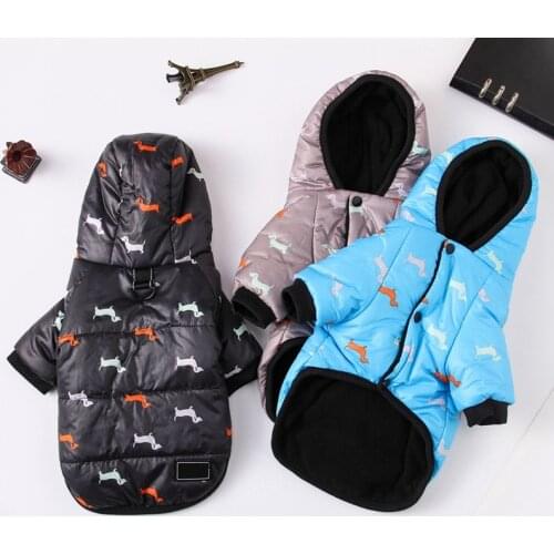 Animal Pattern Puppy Dogs Down Jacket Hoodies Thick Pet Autumn Winter Warm Vest Coat for Small Medium Dog Overalls For Dogs