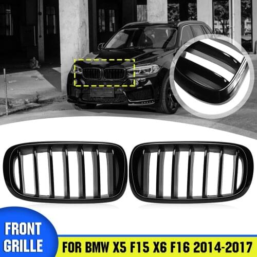Pair Car Glossy Matte Black Front Kidney Grille Racing Grilles For BMW X5 F15 X6 F16 2014 2015 2016 2017 Car Styling 51712334708