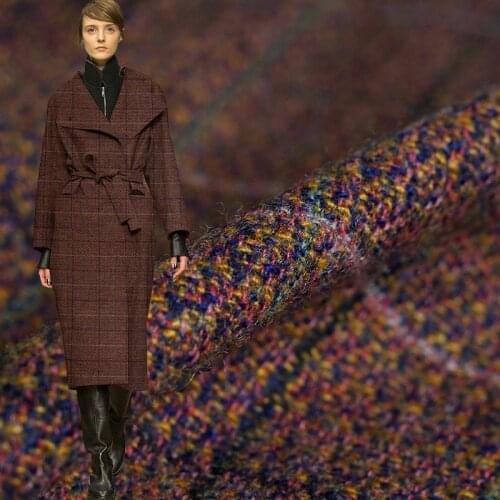 Pearlsilk Thicken Yarn Dyed tweed 100%wool garment materials Autumn dress jacket DIY clothes fabrics