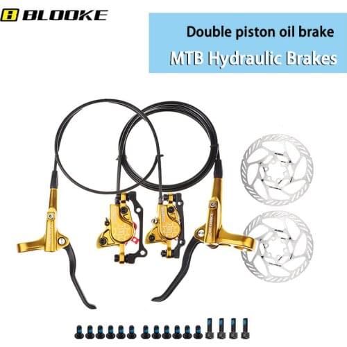 BLOOEK MTB Double Piston Right F Brake-Left R Brake Hydraulic Disc Brake 160MM Disc Front and Rear Pillars For Mountain Bikes