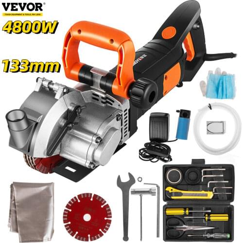 VEVOR 4800W 5000RPM Wall Chaser Concrete Cutter Wire Line Electric Seamless Groove Slotting Machine 5x133 mm Saw Blades Slotter