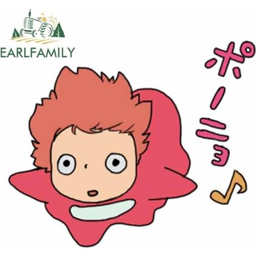 EARLFAMILY 13cm x 11.1cm for Ponyo on The Cliff Waterproof Decal Cartoon Refrigerator Car Stickers Personality Bumper Decoration