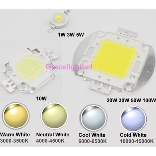 High Power 1W 3W 5W 10W 20W 30W 50W 100W LED Chip Warm Natural cool white Beads