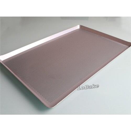 High quality anti-skidding 60*40cm punching style rectangle shape anodizing aluminium baking pan biscuit cookie holding pans