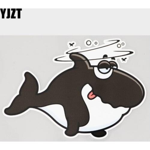 YJZT 14.6CM×9.9CM Killer Whale That Looks Drunk Car Sticker PVC Decal 11C-0207