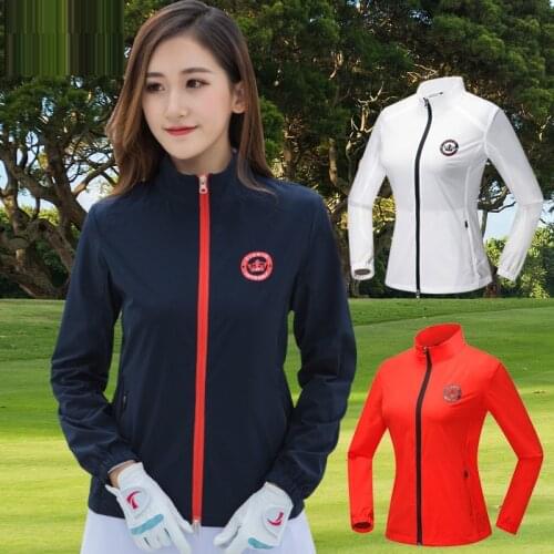 Golf Womens Jacket Lightweight Windbreaker Jacket Ladies Sport Golf Clothing Windproof Long Sleeve Golf Coat D0684