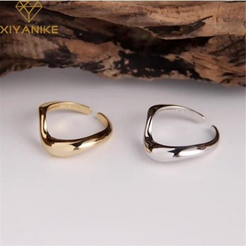 XIYANIKE 925 Sterling Silver V Shape Irregular Rings For Women 2021 Hot Sale Simple Temperament Style Jewelry Party Accessories