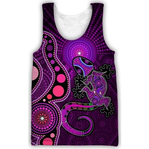 3D All Over Printed Vest Aboriginal Australia Indigenous Lizard Painting Art shirts Sleeveless Summer Tops streetwear