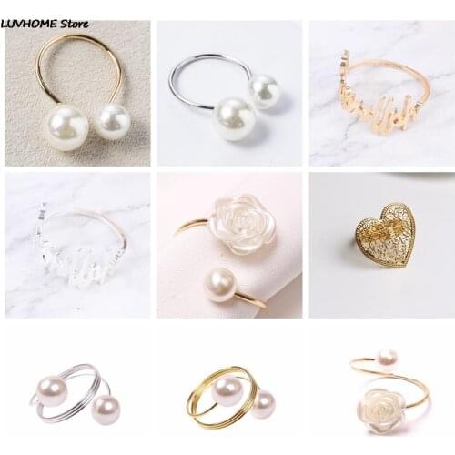 1Pcs Napkin Rings Buckle Imitation Pearl Rings For Dinner Parties Birthdays Weddings Family Gatherings Table Decor Napkin Holder