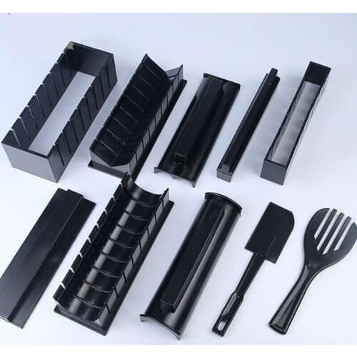 10pcs Pack Sushi Making Kit New DIY Easy Sushi Maker Machine Set Rice Roller Mold Roller Cutter Kitchen Cooking Tools