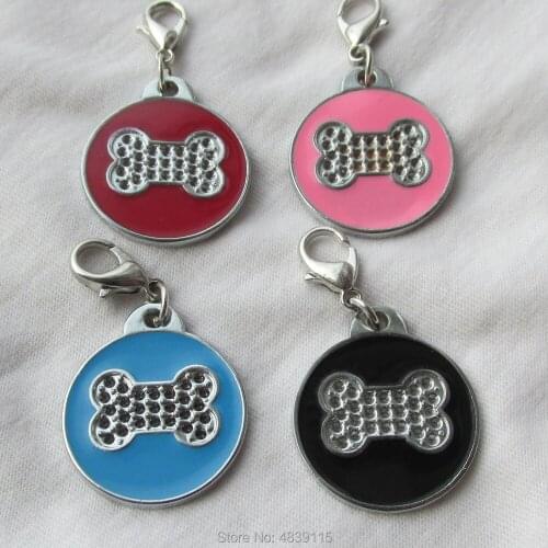 100pcs/lot Zinc Alloy Bone Circle Pet Dog ID Tags Blank Pet Identity Tags Suitable for Laser/Diamond Engraving